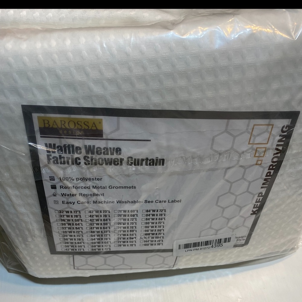 Waffie Weave Fabric Shower Curtain Brand New